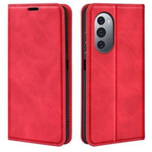 For Motorola Edge X30 Retro-skin Magnetic Suction Leather Phone Case(Red) (OEM)