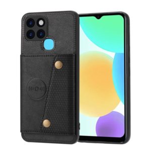For Infinix Smart 6 Double Buckle PU + TPU Shockproof Magnetic Phone Case(Black) (OEM)