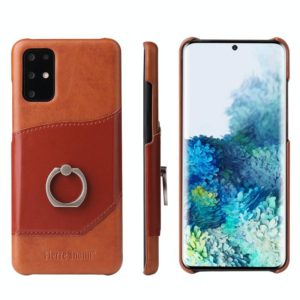 For Galaxy S20 Fierre Shann Oil Wax Texture Genuine Leather Back Cover Case with 360 Degree Rotation Holder & Card Slot(Brown) (FIERRE SHANN) (OEM)