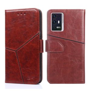 For ZTE Axon 30 Pro Geometric Stitching Horizontal Flip Leather Phone Case(Dark Brown) (OEM)