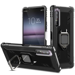 For Sony Xperia 1 II Carbon Fiber Protective Case with 360 Degree Rotating Ring Holder(Black) (OEM)