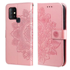 7-petal Flowers Embossing Pattern Horizontal Flip PU Leather Case with Holder & Card Slots & Wallet & Photo Frame For Infinix Hot 10(Rose Gold) (OEM)