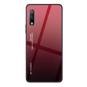 For Huawei Honor 9X Gradient Color Glass Case(Red) (OEM)