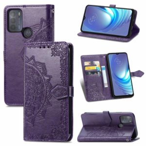 For Motorola Moto G50 Mandala Embossing Pattern Horizontal Flip Leather Case with Holder & Card Slots & Wallet & Lanyard(Purple) (OEM)
