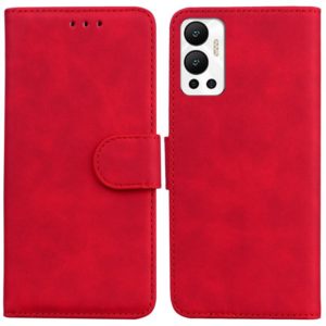 For Infinix Hot 12 Skin Feel Pure Color Flip Leather Phone Case(Red) (OEM)