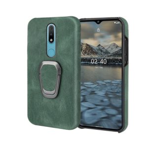 For Nokia 2.4 Ring Holder PU Phone Case(Dark green) (OEM)