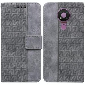 For Nokia 3.4 Geometric Embossed Leather Phone Case(Grey) (OEM)