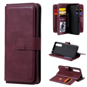 For Sony Xpeira 1 II Multifunctional Magnetic Copper Buckle Horizontal Flip Solid Color Leather Case with 10 Card Slots & Wallet & Holder & Photo Frame(Red Wine) (OEM)