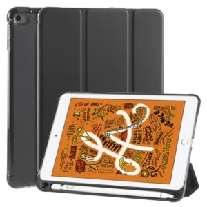 For iPad Mini 5 / Mini 4 3-folding Horizontal Flip PU Leather + Shockproof TPU Case with Holder & Pen Slot(Black) (OEM)