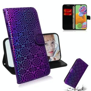 For Galaxy A90 5G Solid Color Colorful Magnetic Buckle Horizontal Flip PU Leather Case with Holder & Card Slots & Wallet & Lanyard(Purple) (OEM)