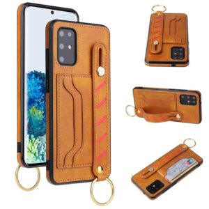 For Huawei P40 Wristband Wallet Leather Phone Case(Yellow) (OEM)