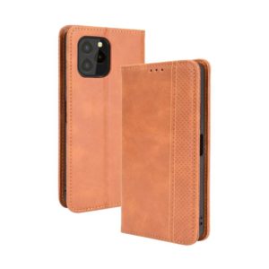 For Oukitel C21 Pro Magnetic Buckle Retro Crazy Horse Texture Horizontal Flip Leather Case with Holder & Card Slots & Photo Frame(Brown) (OEM)