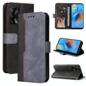 For OPPO A74 4G / F19 4G Business Stitching-Color Horizontal Flip PU Leather Case with Holder & Card Slots & Photo Frame & Lanyard(Grey) (OEM)
