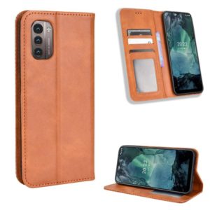 For Nokia G21 / G11 Magnetic Buckle Retro Texture Leather Phone Case(Brown) (OEM)