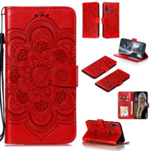 For Galaxy A70e Mandala Embossing Pattern Horizontal Flip PU Leather Case with Holder & Card Slots & Walle & Lanyard(Red) (OEM)
