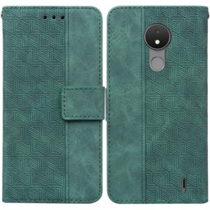 For Nokia C21 Geometric Embossed Leather Phone Case(Green) (OEM)