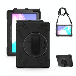 For Samsung Galaxy Tab Active Pro T540 / T545 / Tab Active4 Pro Shockproof Colorful Silicone + PC Protective Case with Holder & Hand Grip Strap(Black) (OEM)