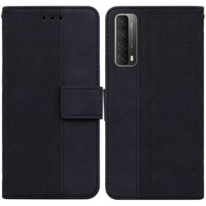For Huawei P smart 2021 / Y7a Geometric Embossed Leather Phone Case(Black) (OEM)