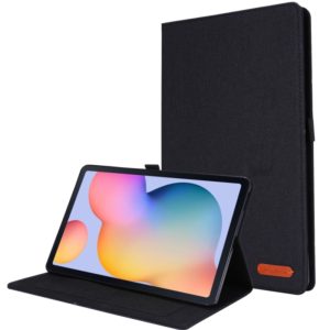 For Samsung Galaxy Tab S6 Lite Horizontal Flip TPU + Fabric PU Leather Protective Case with Name Card Clip(Black) (OEM)
