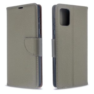 For Galaxy A71 Litchi Texture Pure Color Horizontal Flip PU Leather Case with Holder & Card Slots & Wallet & Lanyard(Grey) (OEM)