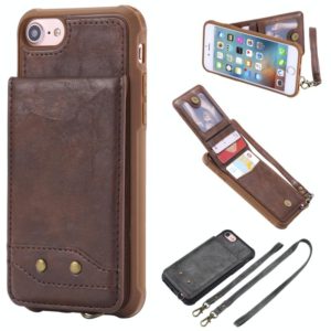 For iPhone 6 Vertical Flip Shockproof Leather Protective Case with Long Rope, Support Card Slots & Bracket & Photo Holder & Wallet Function(咖啡) (OEM)