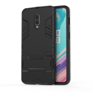 Shockproof PC + TPU Case for OnePlus 6T, with Holder(Black) (OEM)