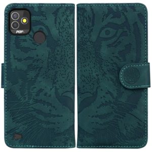 For Tecno Pop 5P Tiger Embossing Pattern Horizontal Flip Leather Phone Case(Green) (OEM)