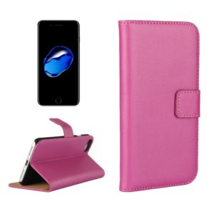 For iPhone 8 & 7 Genuine Split Horizontal Flip Leather Case with Holder & Card Slots & Wallet(Magenta) (OEM)