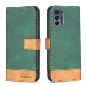 For Motorola Moto G62 BF11 Color Matching Skin Feel Leather Phone Case(Green) (OEM)