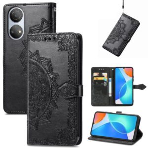 For Honor Play 30 Plus / X7 Mandala Flower Embossed Horizontal Flip Leather Phone Case(Black) (OEM)