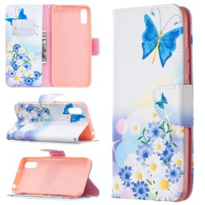For Xiaomi Redmi 9A Colored Drawing Pattern Horizontal Flip Leather Case with Holder & Card Slots & Wallet(Flower and Butterfly) (OEM)