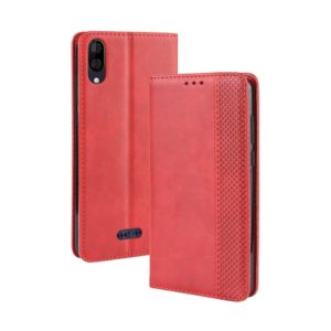 Magnetic Buckle Retro Crazy Horse Texture Horizontal Flip Leather Case for Wiko Y80, with Holder & Card Slots & Photo Frame(Red) (OEM)
