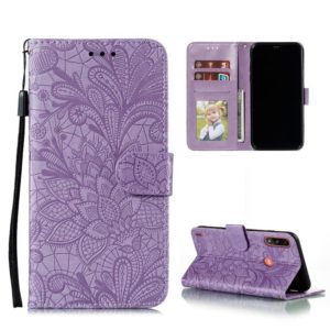 For Motorola Moto E7 Power Lace Flower Embossing Pattern Horizontal Flip Leather Case with Holder & Card Slots & Wallet & Photo Frame(Purple) (OEM)