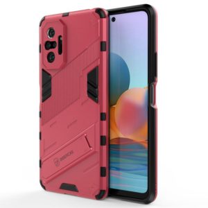 For Xiaomi Redmi Note 10 Pro Punk Armor 2 in 1 PC + TPU Shockproof Case with Invisible Holder(Light Red) (OEM)