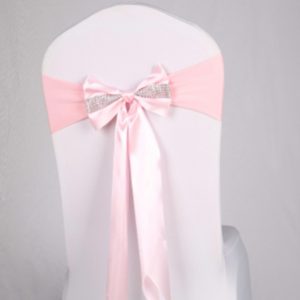For Wedding Events Party Ceremony Banquet Christmas Decoration Chair Sash Bow Elastic Chair Ribbon Back Tie Bands Chair Sashes(Pink) (OEM)