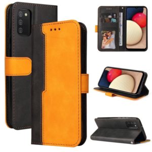 For Samsung Galaxy A02s EU Version Business Stitching-Color Horizontal Flip PU Leather Case with Holder & Card Slots & Photo Frame(Orange) (OEM)