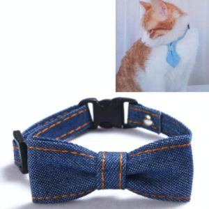 Pet Cowboy Bow Tie Collar Cats Dogs Adjustable Tie Collars Pet Accessories Supplies, Size:S 16-32cm, Style:Big Bowknot(Dark Blue) (OEM)