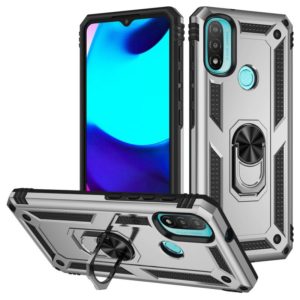 For Motorola Moto E20 / E30 / E40 Shockproof TPU + PC Holder Phone Case(Silver) (OEM)