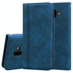 For Samsung Galaxy J6 Plus (2018) Frosted Business Magnetic Horizontal Flip PU Leather Case with Holder & Card Slot & Lanyard(Blue) (OEM)