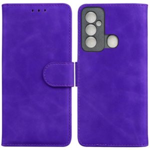 For Tecno Spark 6 GO Skin Feel Pure Color Flip Leather Phone Case(Purple) (OEM)
