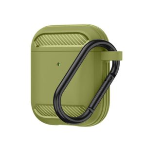 Wireless Earphones Shockproof Carbon Fiber Armor TPU Protective Case For AirPods 1/2(Grass Green) (OEM)