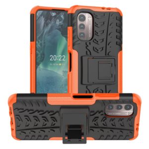 For Nokia G21 4G Tire Texture TPU + PC Phone Case with Holder(Orange) (OEM)