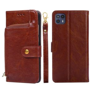 For Motorola Moto G50 5G Zipper Bag PU + TPU Horizontal Flip Leather Case(Brown) (OEM)
