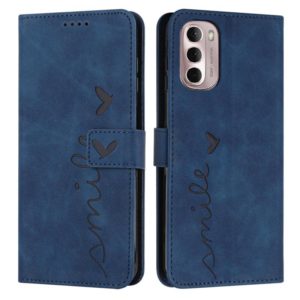 For Motorola Moto G Stylus 5G 2022 Skin Feel Heart Pattern Leather Phone Case(Blue) (OEM)