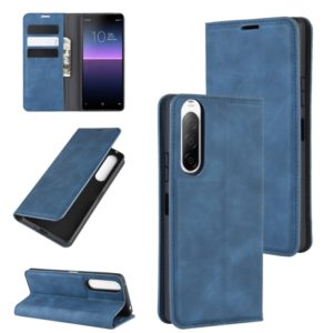 For Sony Xperia 10 II Retro-skin Business Magnetic Suction Leather Case with Holder & Card Slots & Wallet(Dark Blue) (OEM)