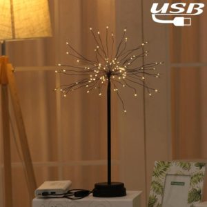 100 LEDs Dandelion Copper Wire Table Lamp Decoration Creative Bedside Night Light Gift, USB Powered(Warm White) (OEM)