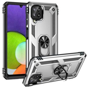 For Samsung Galaxy A22 4G Shockproof TPU + PC Protective Case with 360 Degree Rotating Holder(Silver) (OEM)