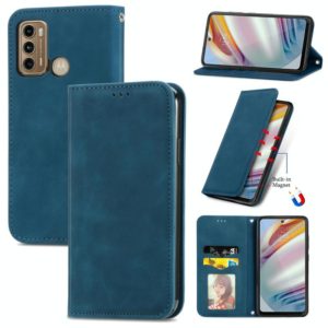 For Motorola Moto G60 Retro Skin Feel Business Magnetic Horizontal Flip Leather Case with Holder & Card Slots & Wallet & Photo Frame(Blue) (OEM)