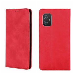 For Asus Zenfone 8 Skin Feel Magnetic Flip Leather Phone Case(Red) (OEM)