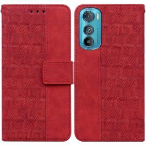For Motorola Edge 30 Geometric Embossed Leather Phone Case(Red) (OEM)